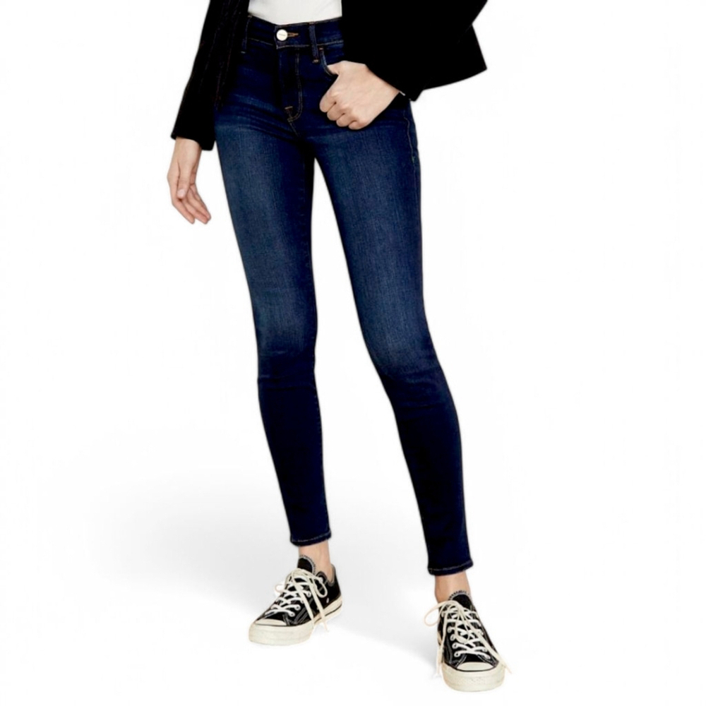 Frame Classic Clean Dark Wash Mid Rise Skinny Jeans Women's sz 29 in Wellington